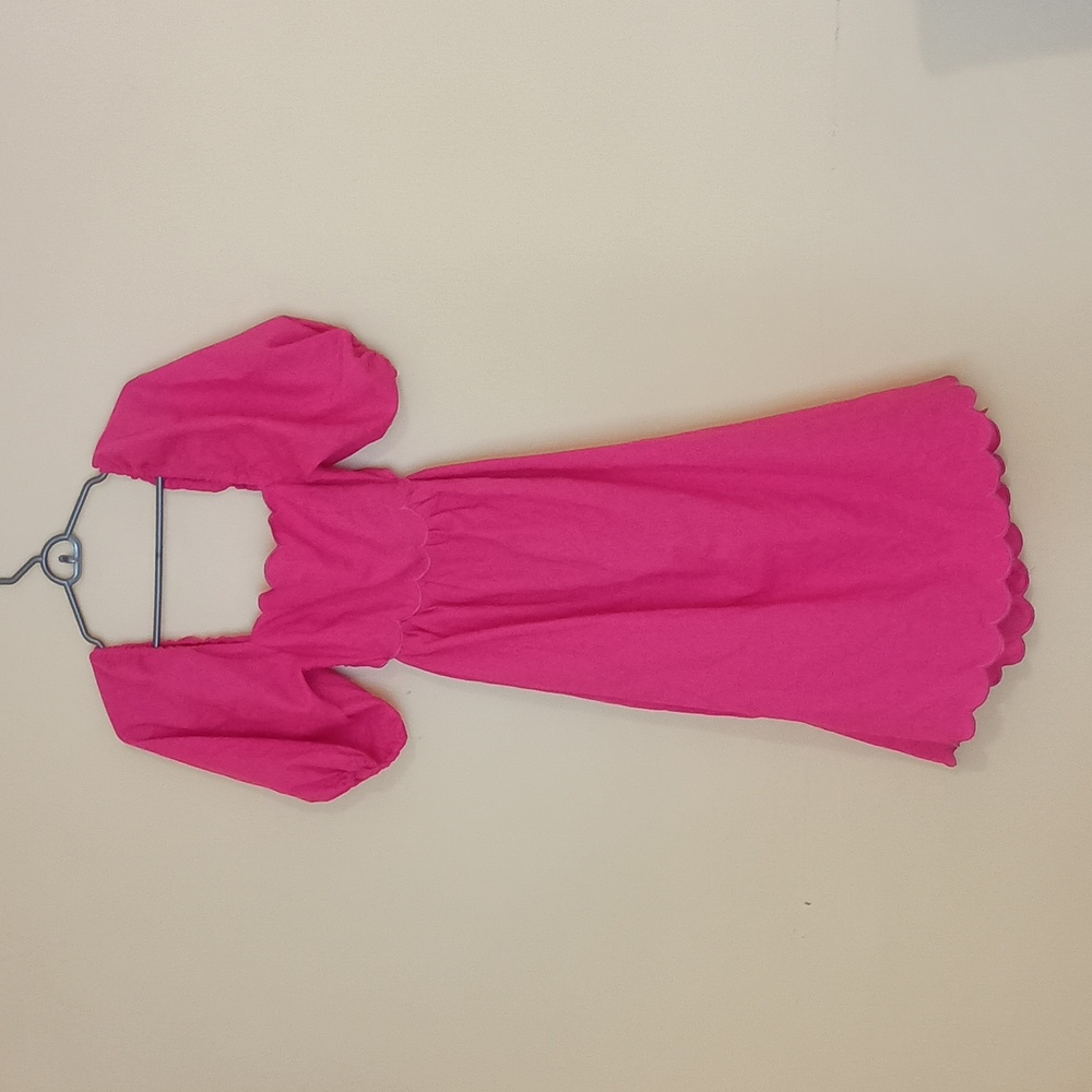 Pink Tie Back Midi Dress with Tie Back Detail